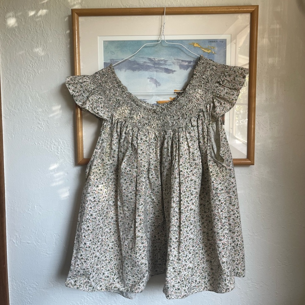 DOEN April Top in Green Summer Nectar Floral Print L